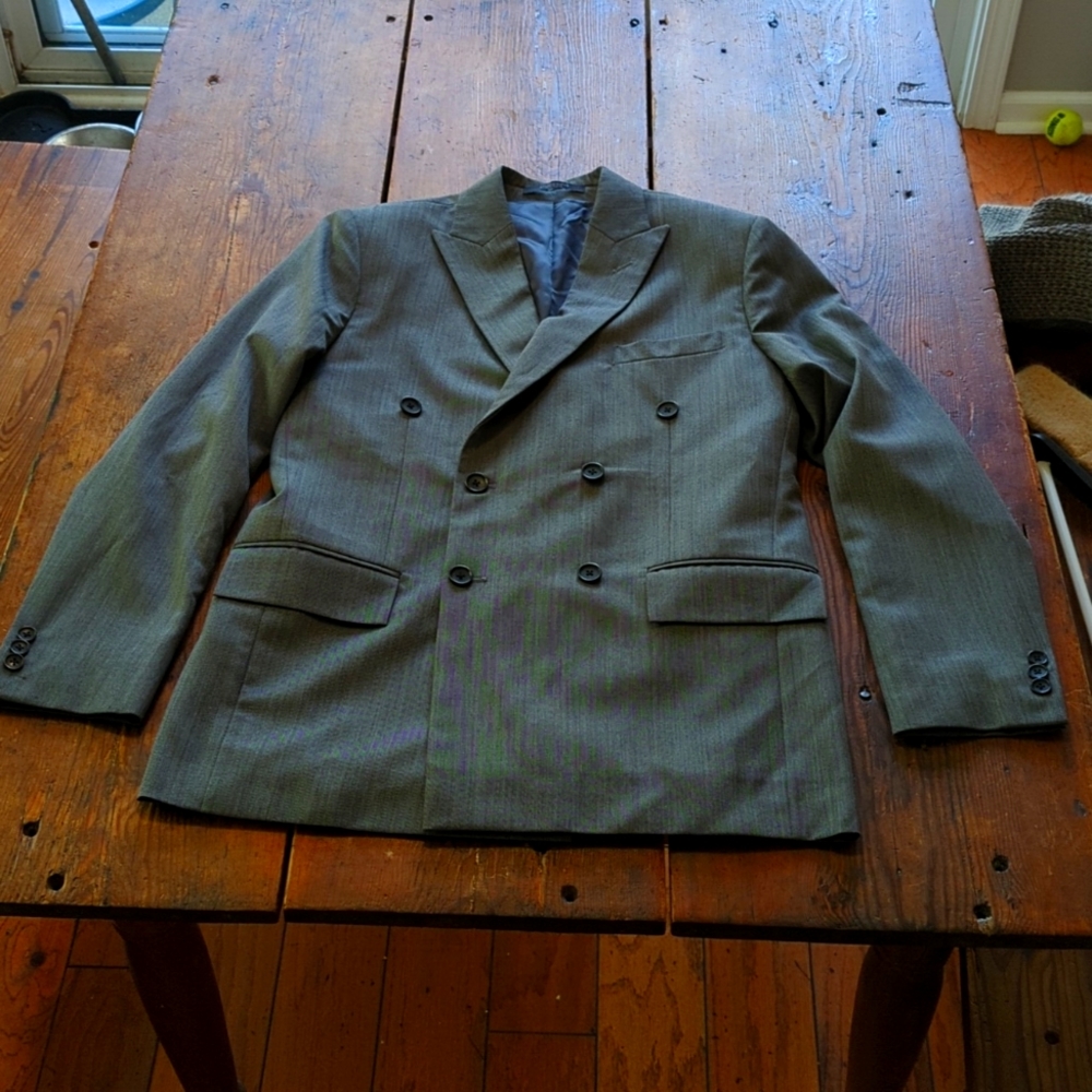 Studiosuits Grey Herringbone Double Breasted Suit Jacket
